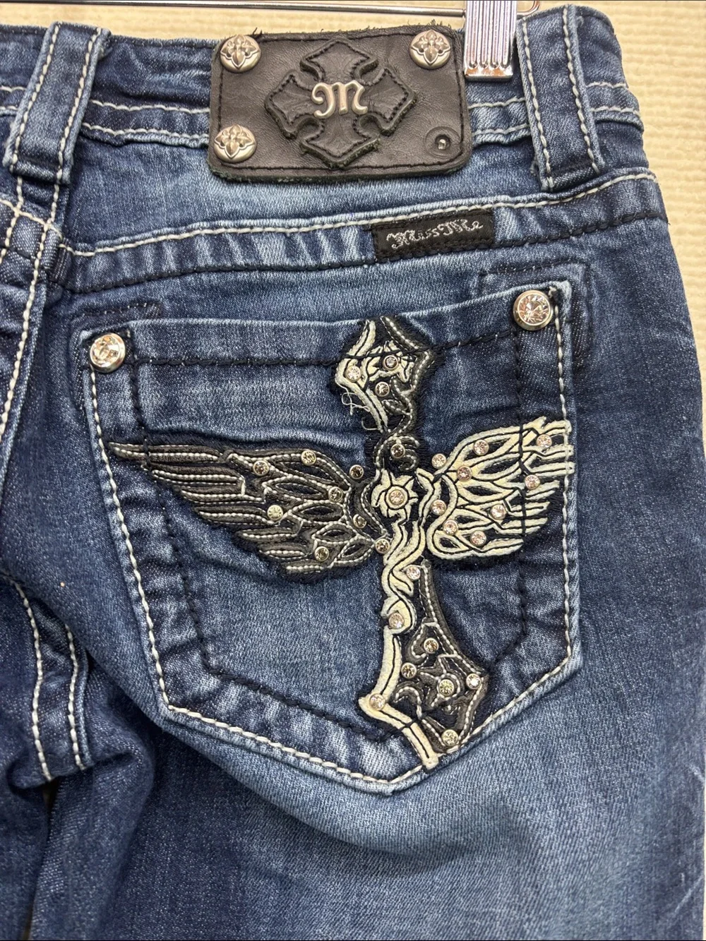 Miss Me | 27 boot Women's Classic Bootcut Jeans - Dark Blue Denim - Picture 8 of 11